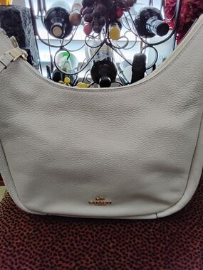 Coach Pebbled Leather Hobo Bag in Off-White